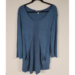 NorthStyle Teal Blue Textured Knit Tunic Dress Pockets Size L